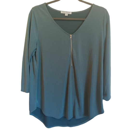 CLEARANCE SALE!! Green Envelope Deep Blue Long Sleeve Top - Picture 2 of 5